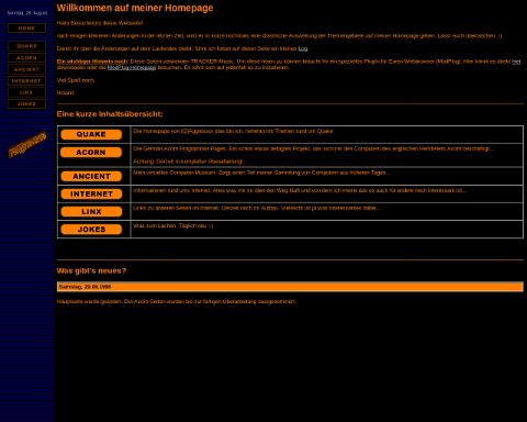 Variation of the previous homepage, August 29, 1998
