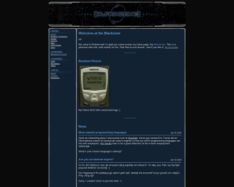 The "Blackzone" with weblog implemented, January 5, 2003