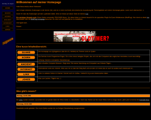 Variation of the previous homepage, September 14, 1998