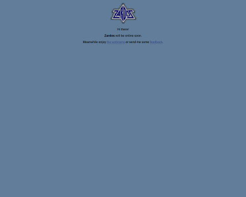 Landing page of zardos.org, January 2004