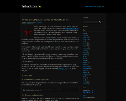 "theblackzone.net" version 2, template for Habari, May 31, 2009